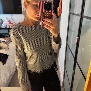 Zara Black and White Checkered Top